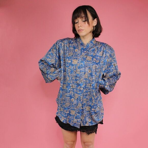 Vintage Japanese Stand Collar Button Down - Picture 4 of 7